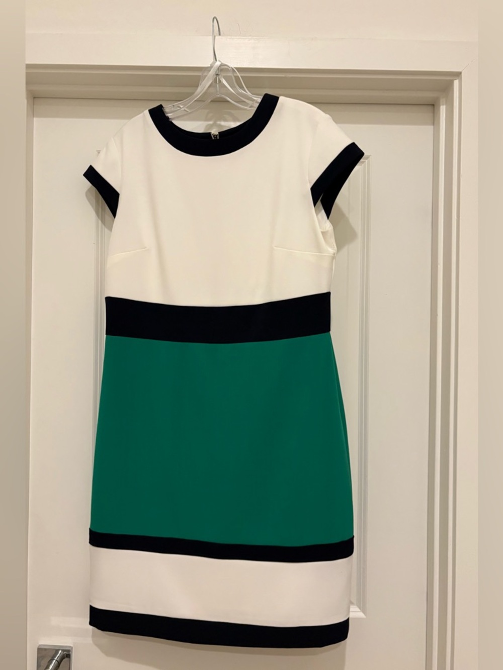 Sandra Darren Cream and Light Blue Dress